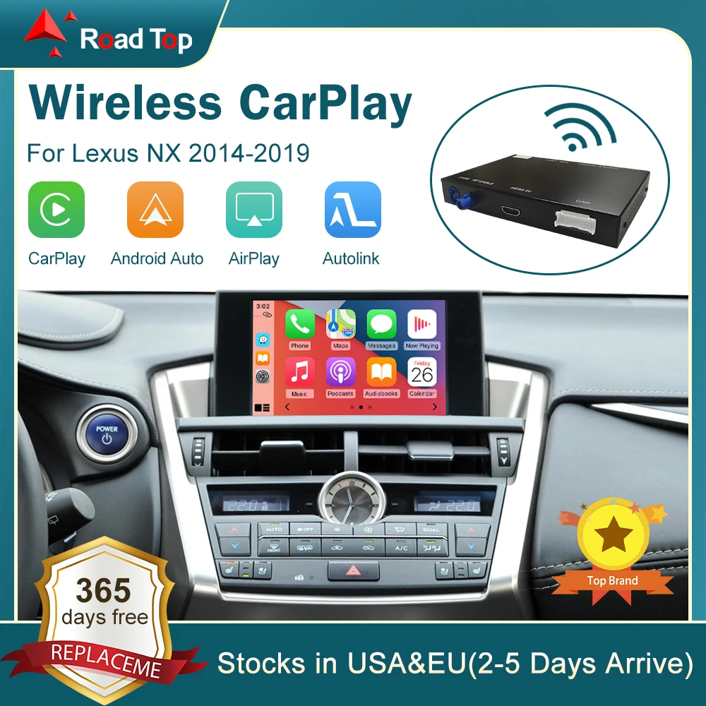 Bezprzewodowy CarPlay dla Lexus NX 2014-2019, z funkcją Android lusterko samochodowe Link AirPlay Car Play