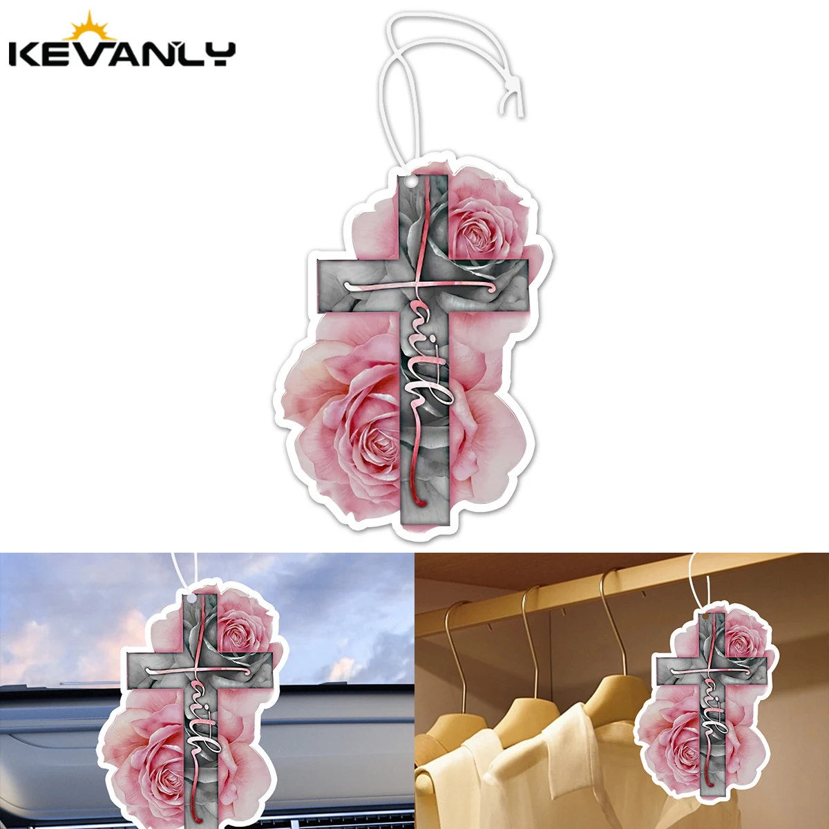 

1/5/10PCS Car Rose Butterfly Cross Fragrance Tablets Car Interior Pendant Decoration Cologne Auto Hanging Perfume Fragrance