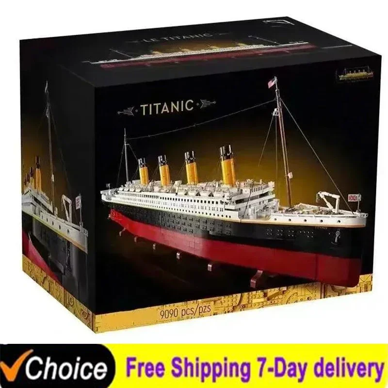 in stock 9090pcs Titani Compatible 10294 Titanic Large Cruise Boat Ship Steamship Bricks Building Blocks Children Toy Gift 99023