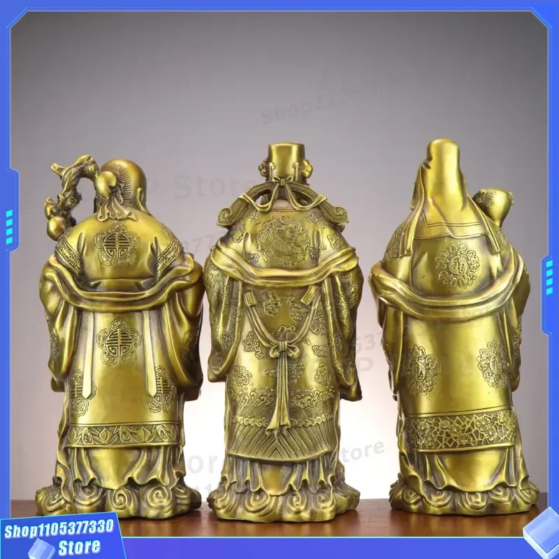 Pure Brass Fulu Shou Three Immortals Statue Li Tieguai Zhang Guolao Han Xiangzi Home Decor Feng Shui Wealth Luck Gift