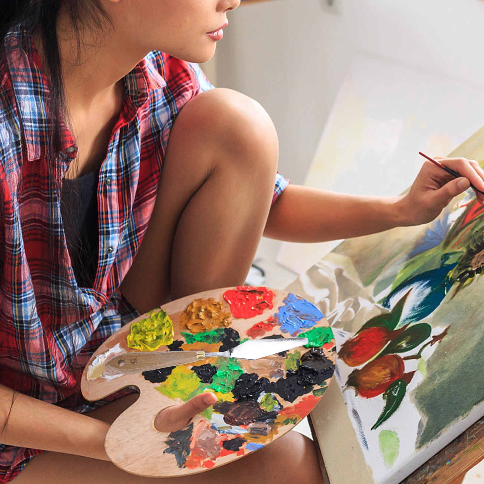 

10Pcs Artist Painting Knives Set Ergonomic Wood Handle for Easy Control Perfect for Oil Acrylic Clay Craft Applications