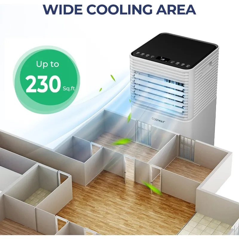 COSTWAY-ar condicionado portátil com controle remoto, temporizador e janela kit de ventilação, 8000BTU unidade AC, até 230sq ft, 24H