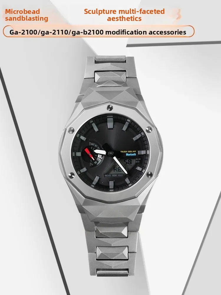 GA-2100 카시오 팜 오크 ga2100 ga-b2100 ga-2110 수정된 금속 시계 케이스 스테인레스 스틸 시계 밴드 남성용 액세서리 교체
