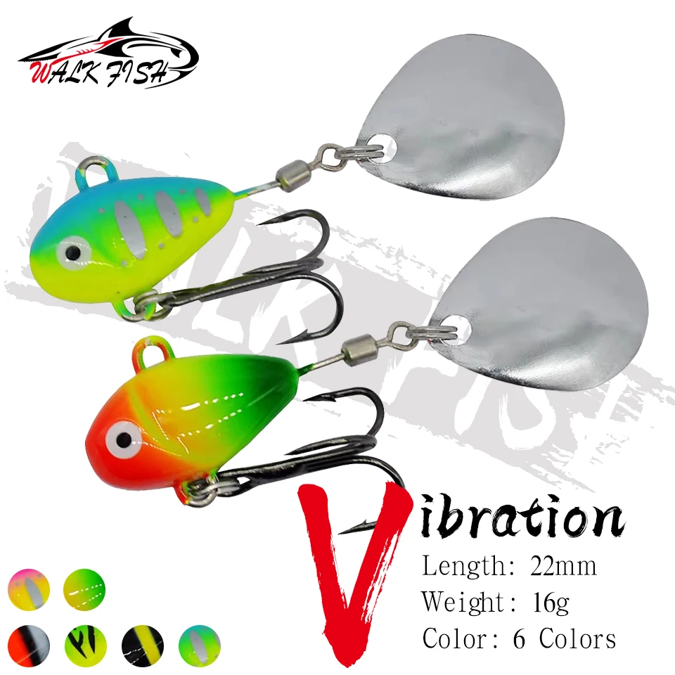 SPAZIERGANG FISCH 1PCS 10g 16g 28g Vib Spinner Angeln Lockt Rotierenden Pailletten Vibrierende Metall Meer angeln Süßwasser Gefälschte Künstliche Köder