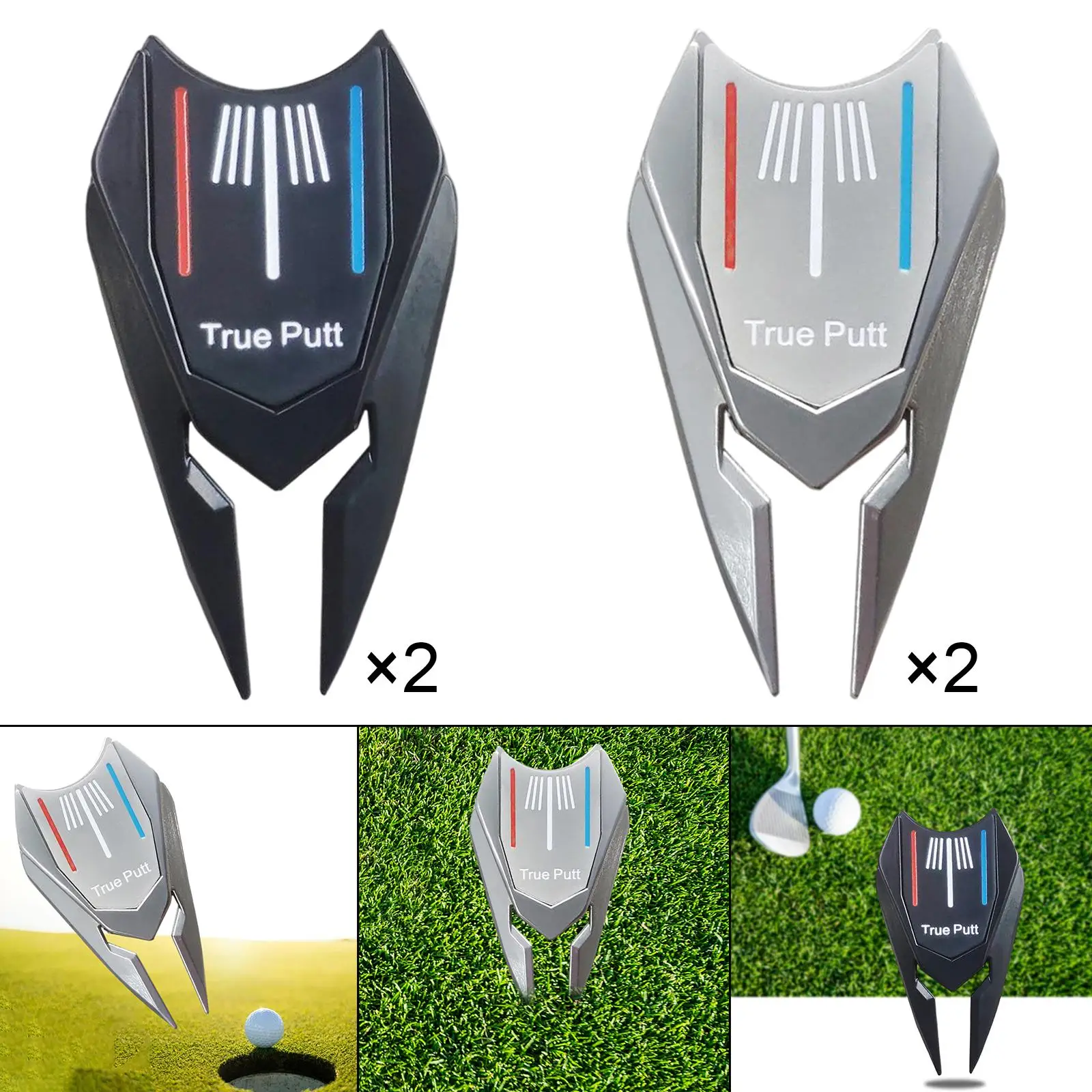 4Pcs Golf Repair Fork Golf Ball Marker Detachable Golf Club Alignment Tool Golf Accessories Portable Gadget