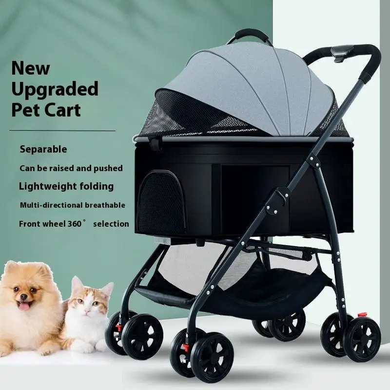 

Коляска для собак 3-в-1 с съемной переноской, коляска для кошек, для средних собак весом до 55 фунтов, легко складывающаяся коляска для животных