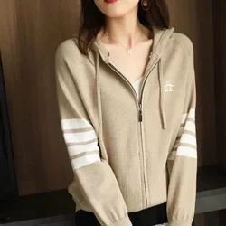 squirt Korean Luxury Hooded Golf Sweater Women Golf Wear 2024 Autumn New Golf Jacket Fashion Knit Cardigan Women's Golf Clothes