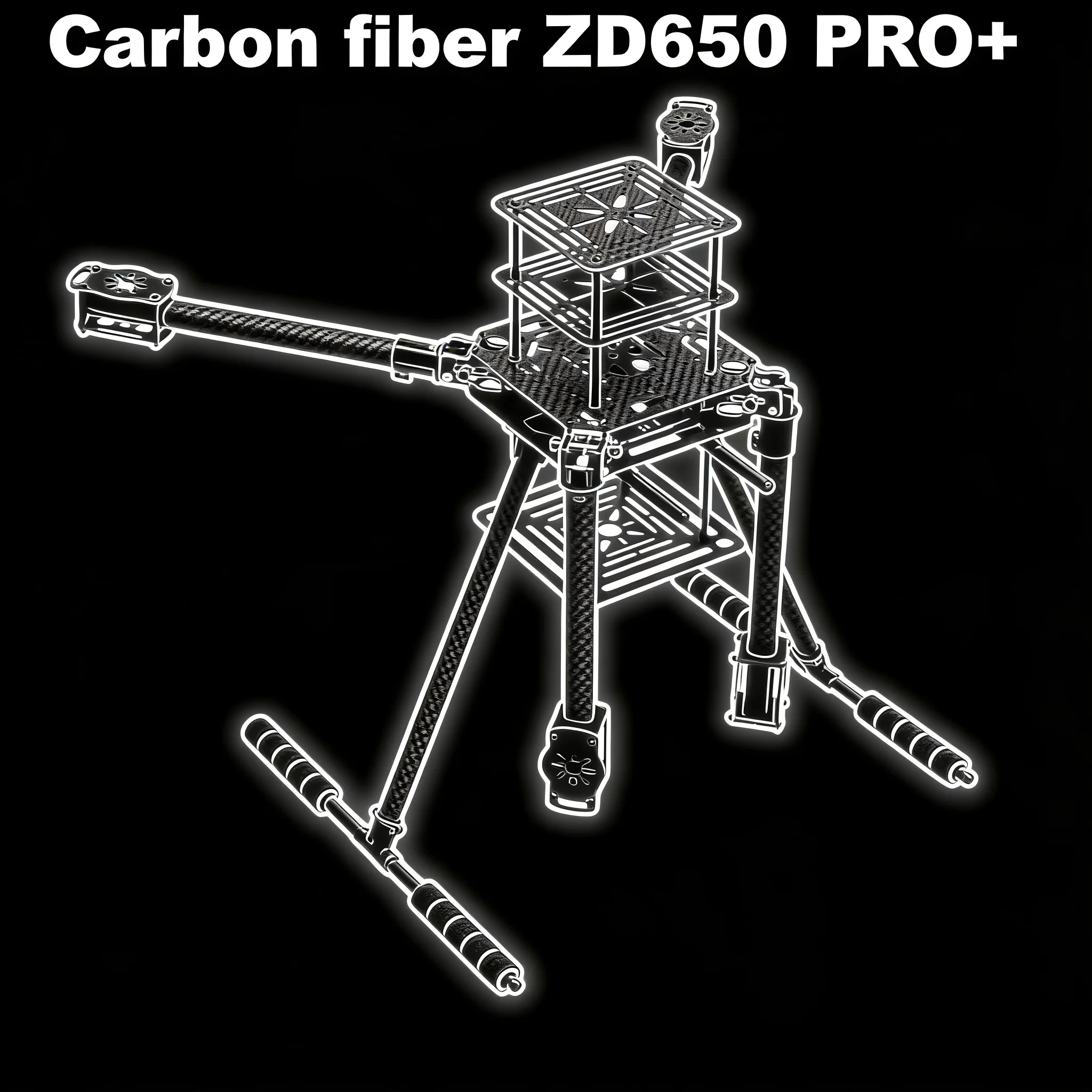 HanNiu ZD650 PRO+ 650mm Ardupilot Pixhawk Carbon fiber Quadcopter Frame FPV Quad with Carbon Fiber Landing Skid Motor 40A ESC