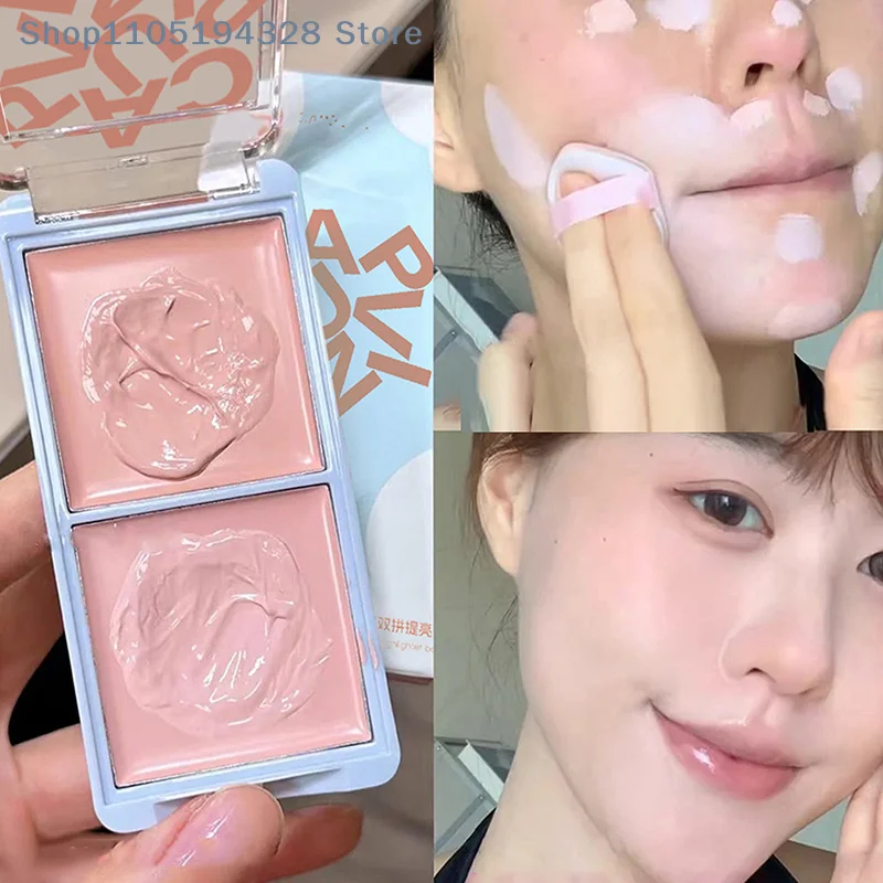 [MP] Crema schiarente per il viso bicolore Evidenzia espansione Palette di evidenziatori per il viso Fard naturale Idratante Rouge opaco