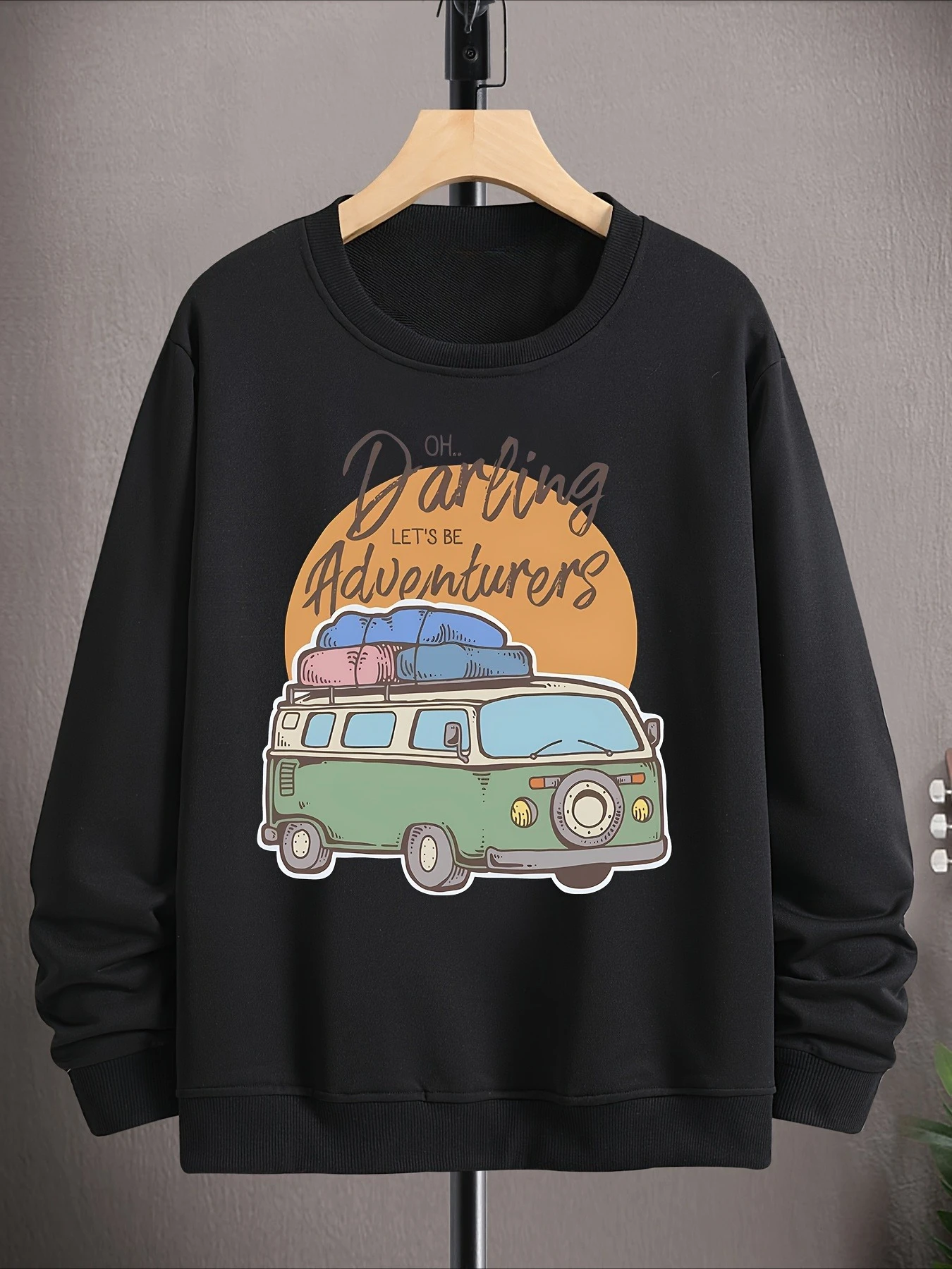 

Tour Bus Graphic Printing Autumn and Winter Cotton Men's and Women's Sweatshirts Outdoor Sports Leisure Fashion Trend Clothing