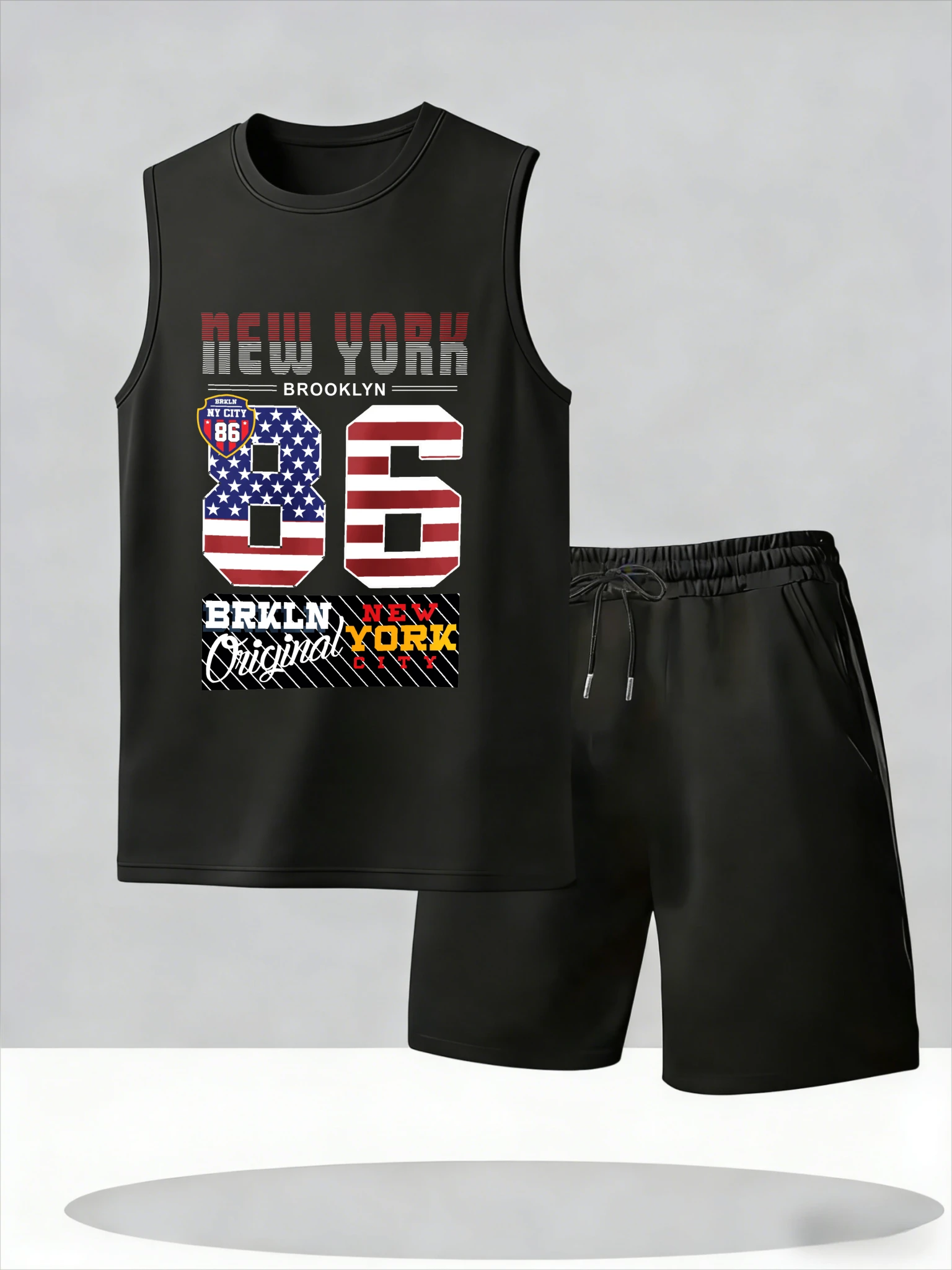 

Men's Tank Top Sets 2026 Summer Thin Quick Dry running oversize Breathable men's tracksuit seaside beach men's chandals crewnec