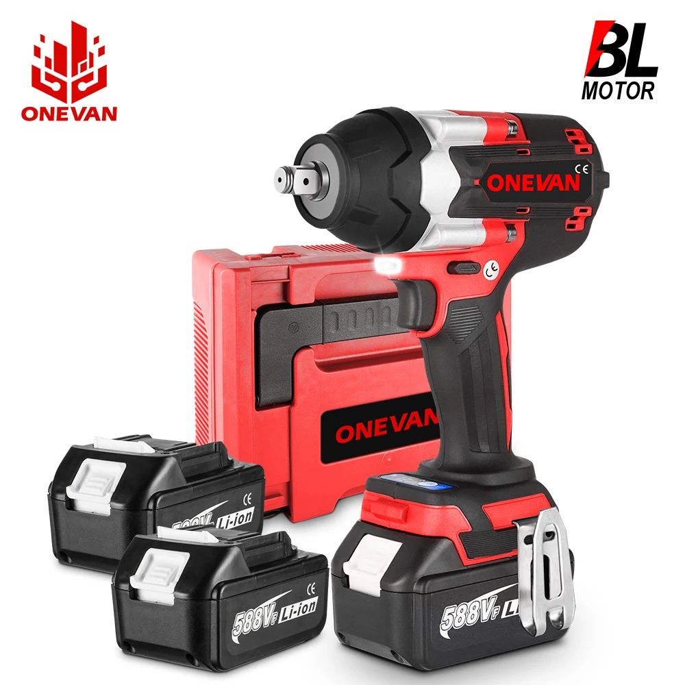 Onevan 588VF 1800 n.m แรงบิดแบบไม่มีแปรงไฟฟ้า7200RPM ชาร์จไฟสว่านอัตโนมัติ LED สำหรับแบตเตอรี่ Makita 18V