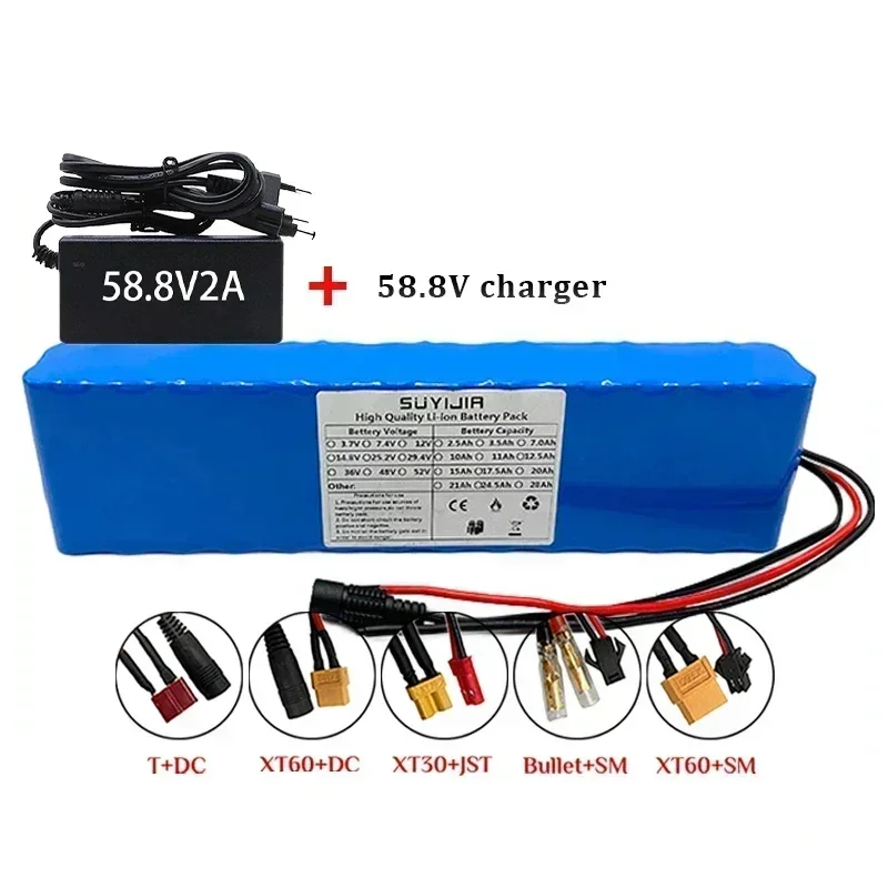 New 52V 14S2P Power Lithium Battery 18650 Rechargeable Lithium Battery Pack 7000mAh1000W Suitable for Electric Scooter Bicicleta