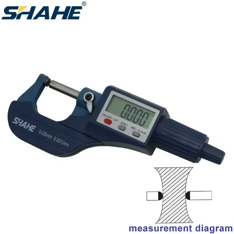 SHAHE Tube Outside Micrometer With Double Round Head 0-25/25-50/50-75/75-100 mm Digital Outside Micrometer