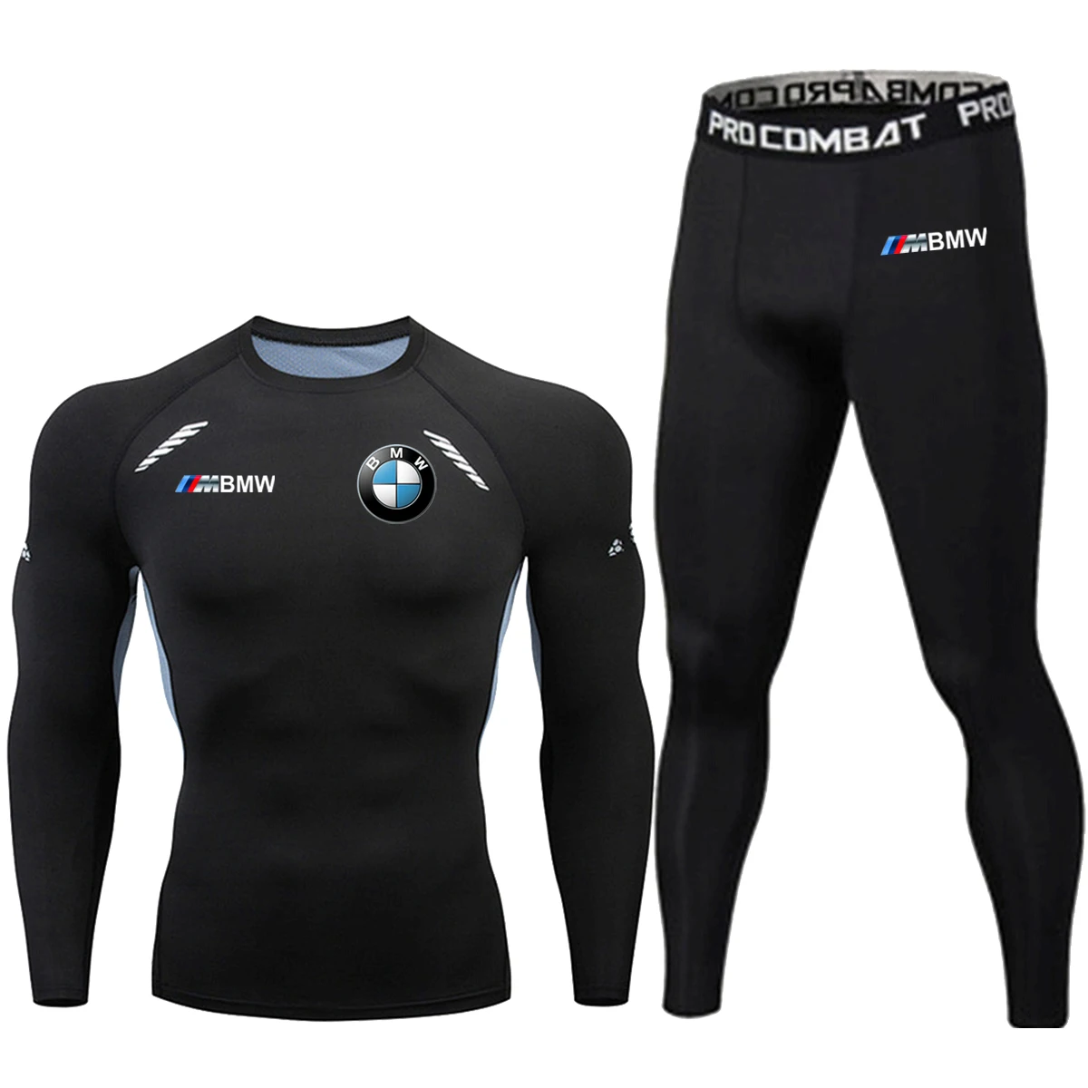 

BMW Men's Compression Sports Running Fitness T-Shirt Weightlifting Jogging Training Bodybuilding Breathable Men's Two-Piece set