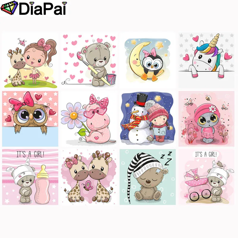 

DIAPAI 5D DIY Diamond Painting Full Square/Round Drill "Cartoon animal" 3D Embroidery Cross Stitch 5D Decor Gift