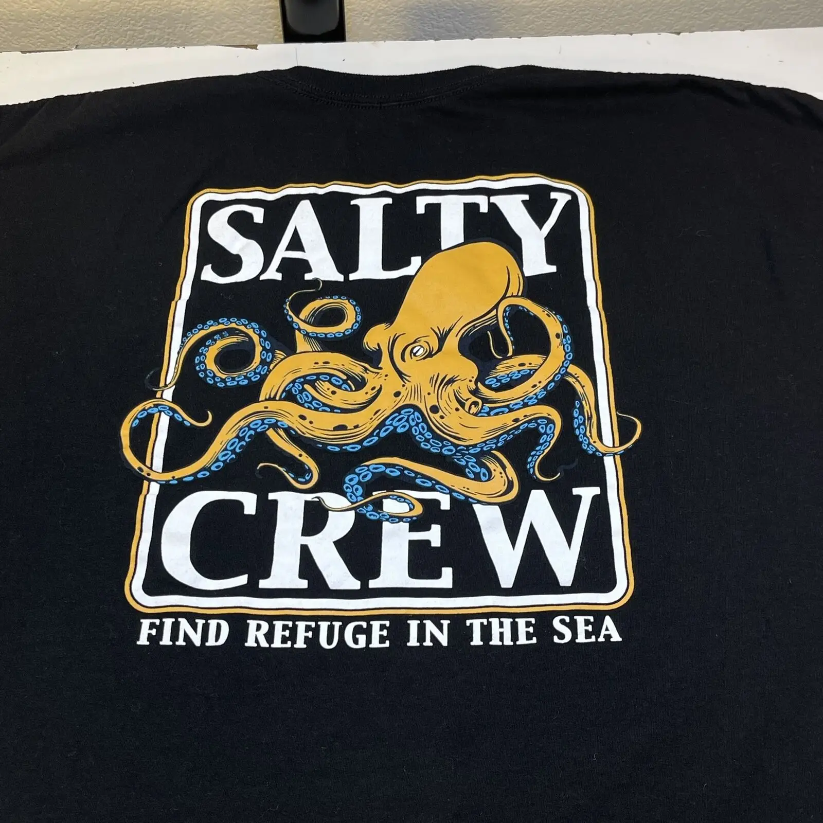 SALTY CREW FIND REFUGE IN THE SEA OCTOPUS TEE T SHIRT Mens 2XL XXL Black