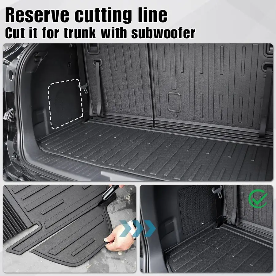 حصيرة مع حصيرة مسند الظهر لـ 20202024 2025 2026 Toyota Highlander ملحقات حصيرة السيارة الهجين والغاز، TPE جميع الأحوال الجوية لين البضائع