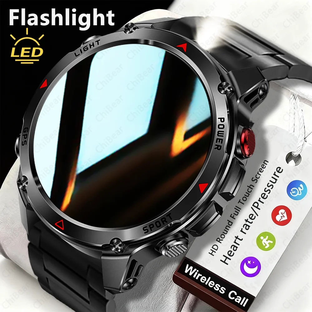 

2026 Новинка, 540 мАч, длительный срок службы батареи, GPS, умные часы, Bluetooth, фонарик для вызова, компас, пульс, фитнес, водонепроницаемые умные часы