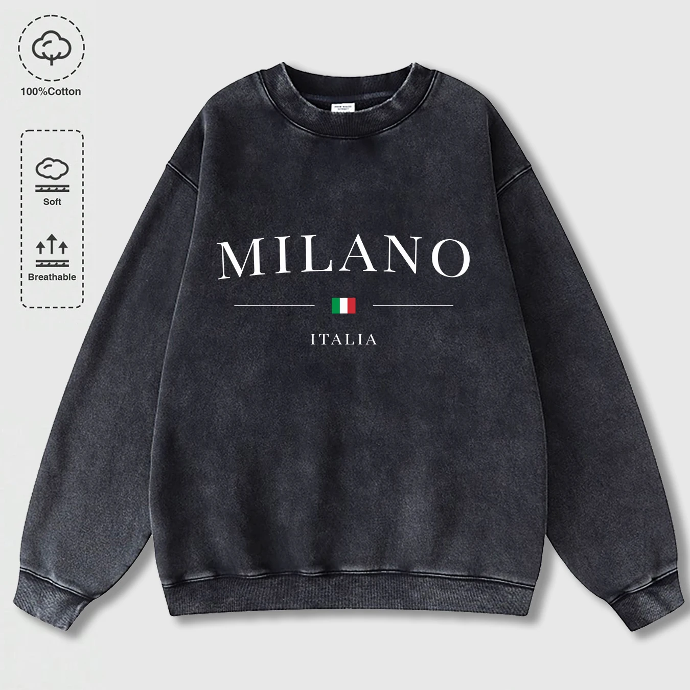 إيطاليا ميلانو مدينة طباعة هوديي الرجال الهيب هوب فضفاض القطن البلوز الخريف ملابس عصرية بلوزة كاجوال رجل Vintage هوديس