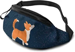Corgi Fanny Pack Waist Bag with Adjustable Strap and Headphone Hip Bum Bag for Man Women Outdoors Sports Hiking Running Gym
