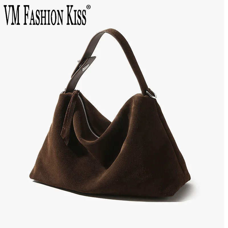 Soft Frosted Suede Crossbody Bags Cow Leather Women's Handbag Simple Autumn Winter Colletion 2025 Big Boston Tote Shoulder Bag