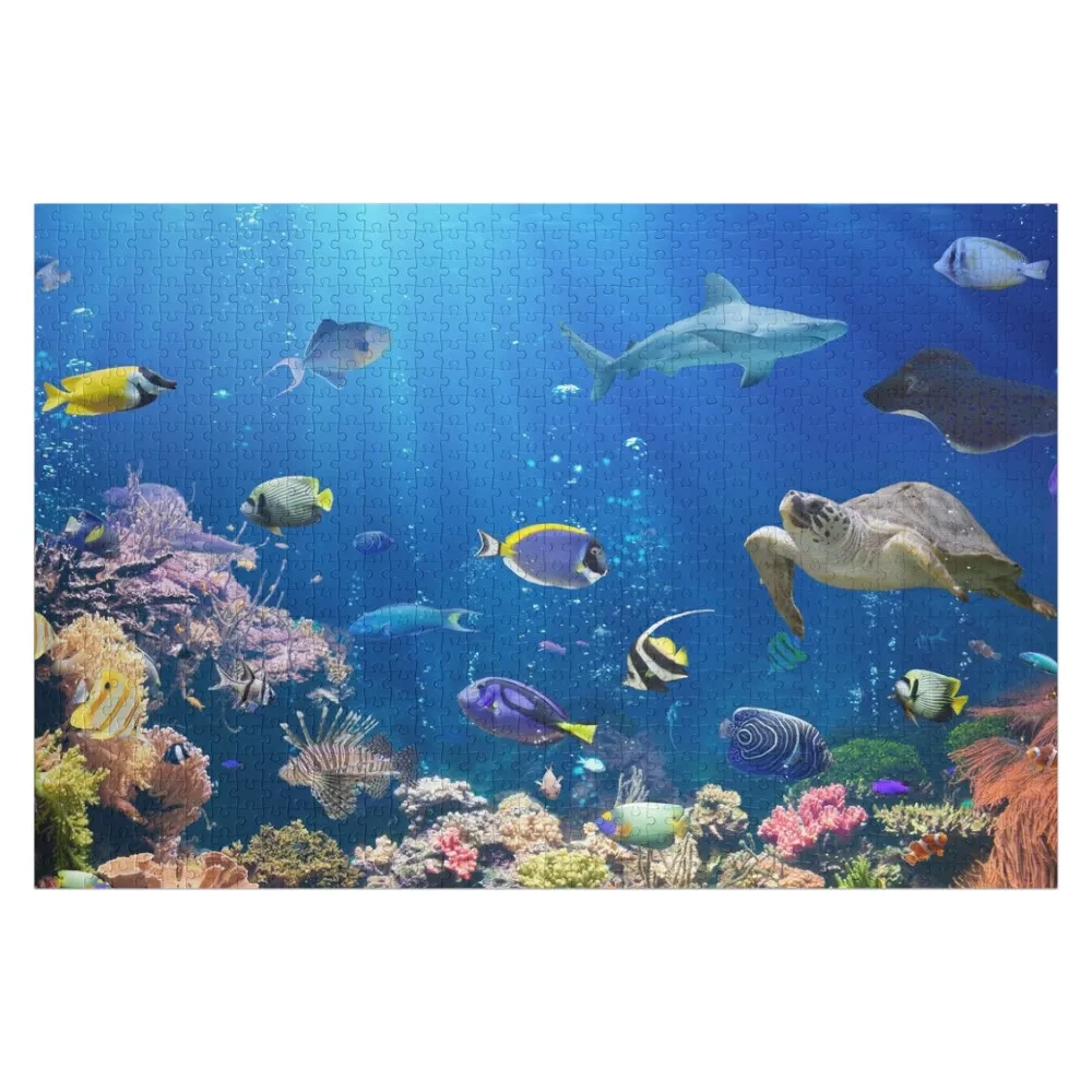 

Деревянный пазл для детей и взрослых: Аквариум, рыбы, кораллы, черепахи, акулы