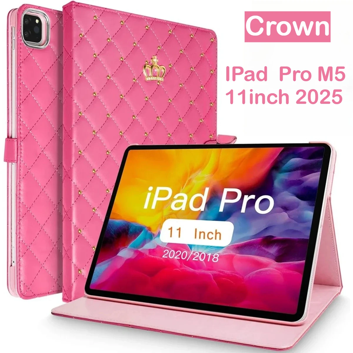 

Роскошный кожаный чехол с бриллиантами Crown для iPad M5 Pro Air 11 дюймов A16 9,7 10,2 Mini 4 5 6 7 8 9 10th 11th противоударный чехол из искусственной кожи
