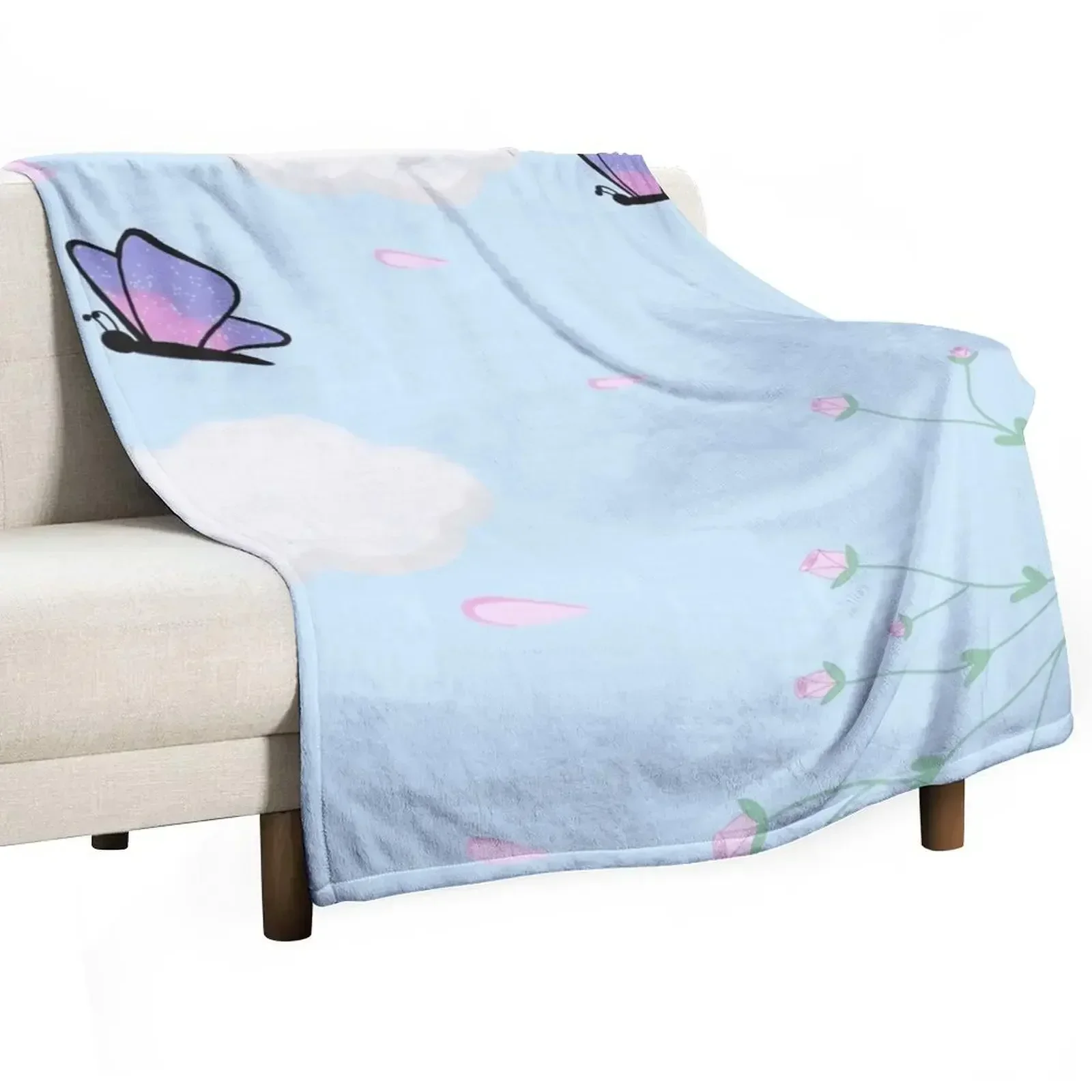 

Butterflies and Petals Throw Blanket Shaggy anime Decorative Sofa Luxury Blankets