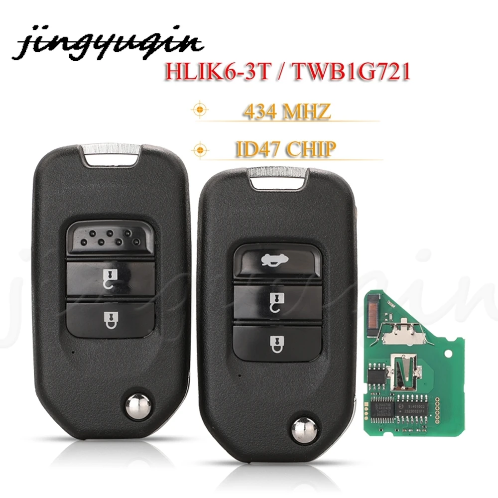 

Jingyuqin 2/3BTN дистанционный брелок 433 МГц HLIK6-3T TWB1G721 для Honda Civic Accord City CR-V Jazz XR-V Vezel HR-V FRV Spirior JADE