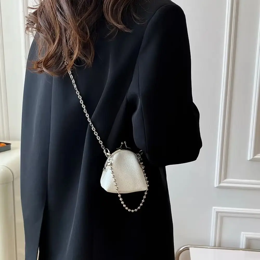

French Pu Leather Metal Chain Crossbody Bag Chain Large Capacity Box Shoulder Bag Small Bag Purse Mini Lipstick Bag Party