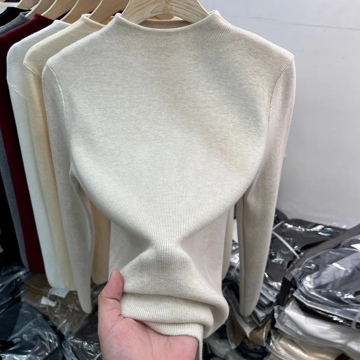 

Zjaiss Women's Slim Pullover 2025 Autumn Winter Turtleneck Soft Waxy Knitted Sweater Sweater Solid Versatile Base Layer Jumper