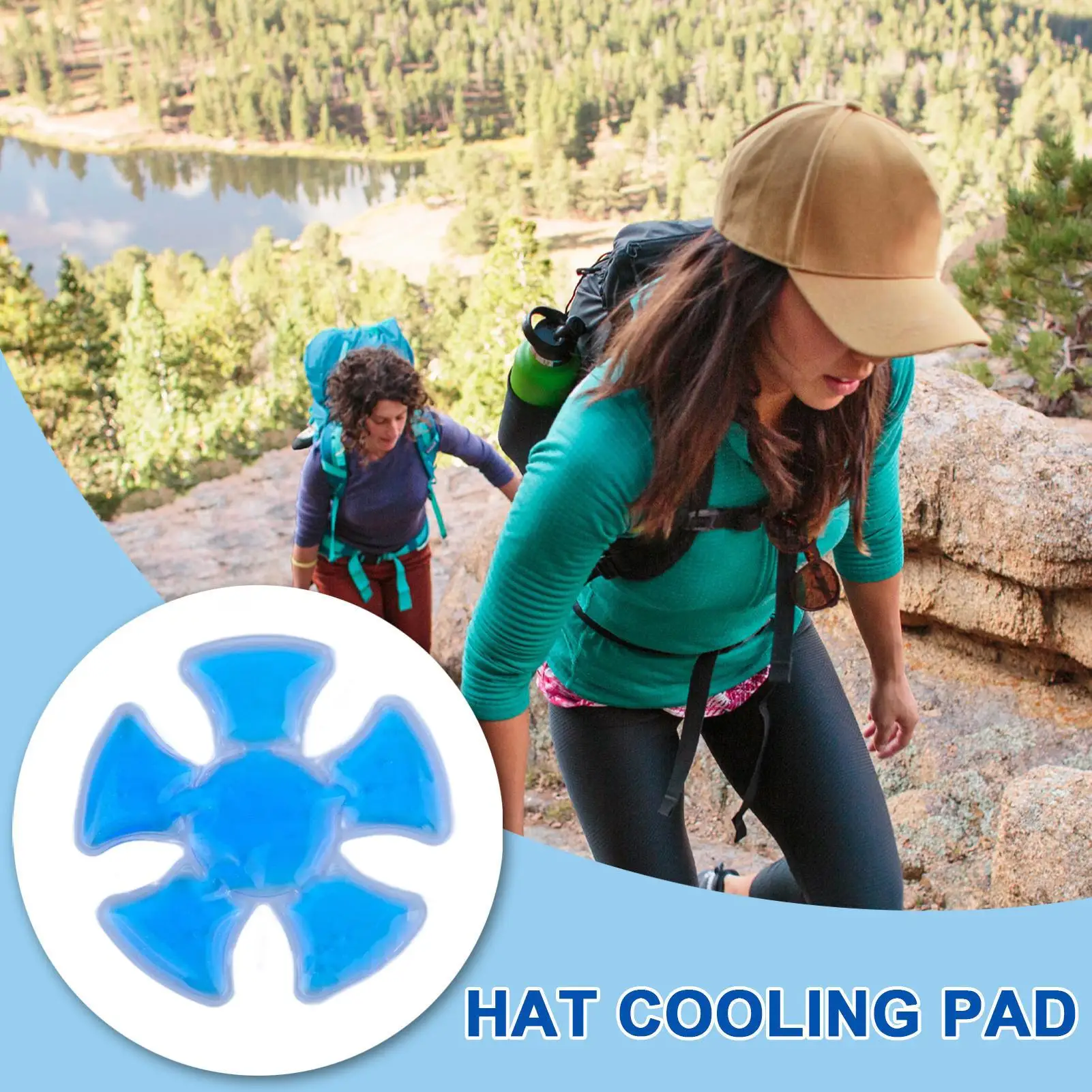 Blue PVC Gel Ice Pack Adjustable Cooling Pad for Helmets Sun Hats Reusable Cold Compress Travel Portable Outdoor Accessories