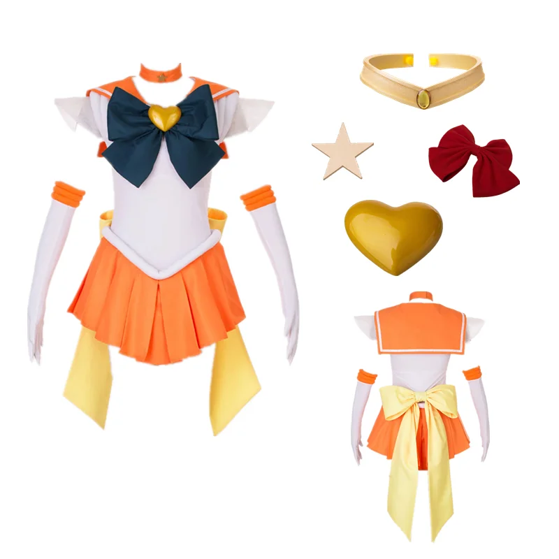 

Anime Cosplay Sailor Stars Orange Dress Sailor Venus Minako Aino SuperS Suit Halloween Cosplay Costume