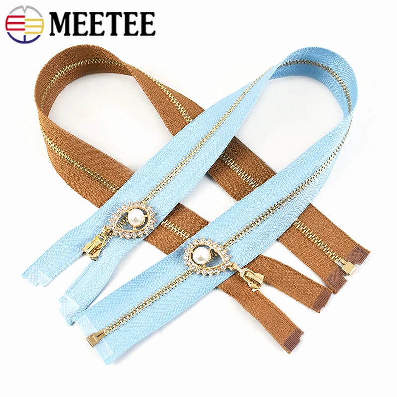 2/5/10Pcs Meetee 3# Metal Zipper 40-70cm Open-end Auto Lock Zippers for Jacket Purse Bags Zips Repair Kit DIY Sewing Accessories