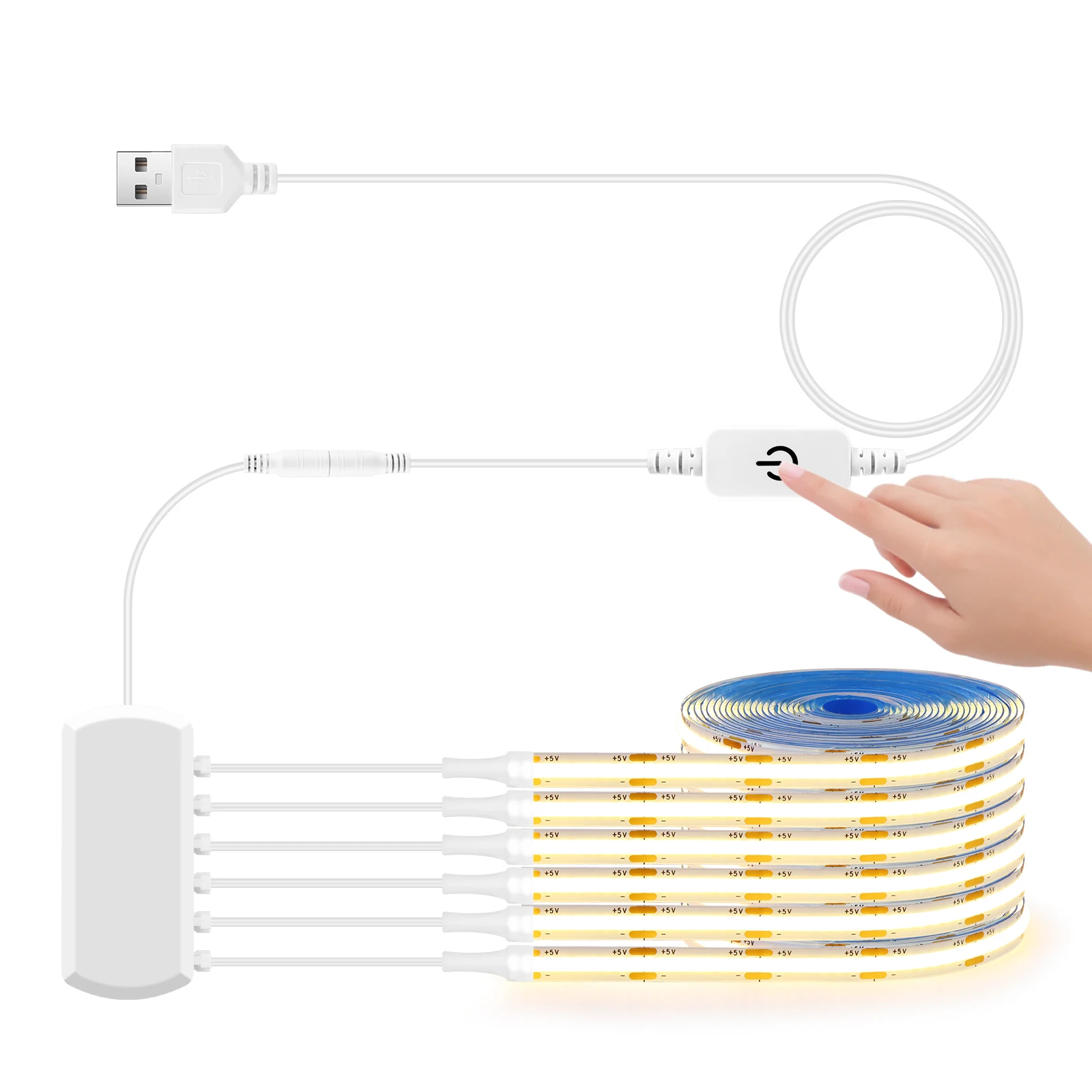 6/5/4/3/2/1 قطعة 5 فولت USB COB LED قطاع ضوء مع اللمس باهتة التبديل عدة ل لوحة الصوتية الرف تحت إضاءة الخزانة #1