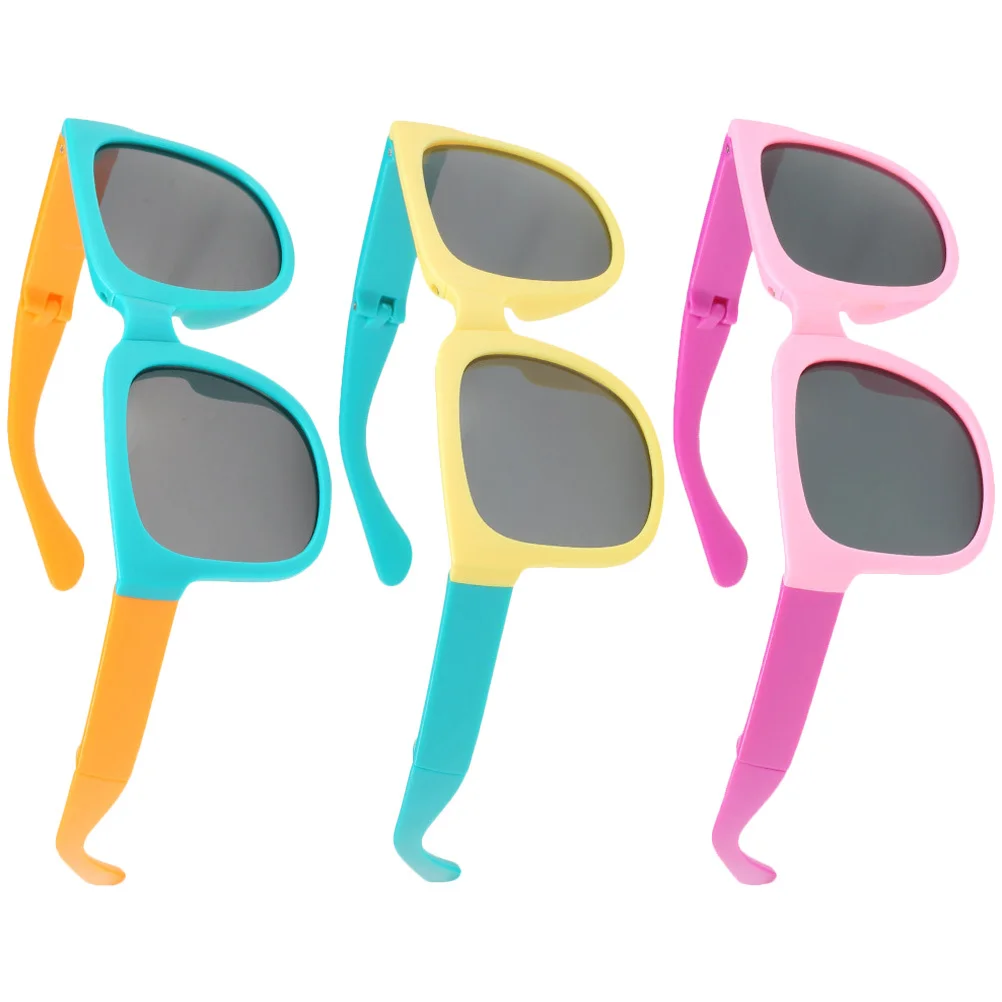 

3Pairs Kids Folding Sunglasses Children Sunglasses Sturdy Pc Material Cute Decorative Summer Festival Beach Accessories for Boys