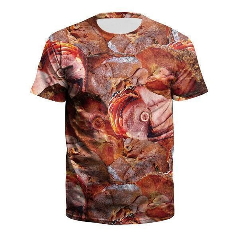 Hot Selling Steak Meat Graphic 3d Print T Shirts Unisex Harajuku Casual Short Sleeve T-shirt Top Summer Man Women Y2K Clothing