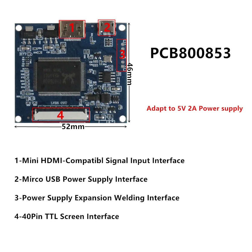 IPS LCD Screen Digitizer, Touchscreen Driver Control Board, Compatível com HDMI, Raspberry Pi Kit Monitor DIY, 8 ", 1024x768