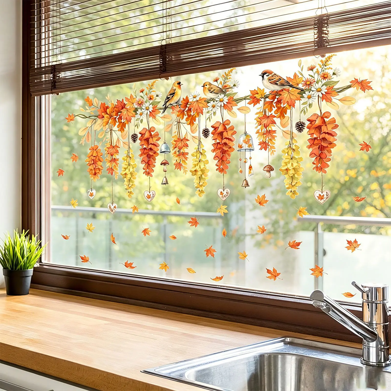 Autumn-Themed Reusable Window Clings for Residential and Commercial Use Double-Sided PVC for static Decals for Smooth Glass