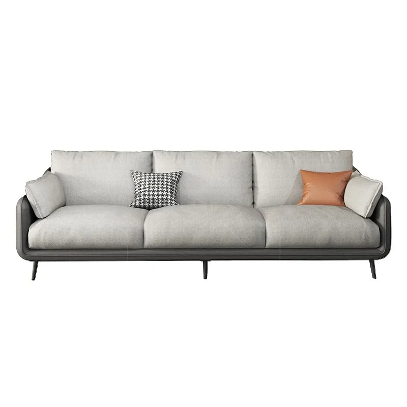 Nordic Light Luxury 3 Seater Fabric Sofa Solid Wood Frame Small Apartment Living Room Furniture Italian Tech Cloth Couch