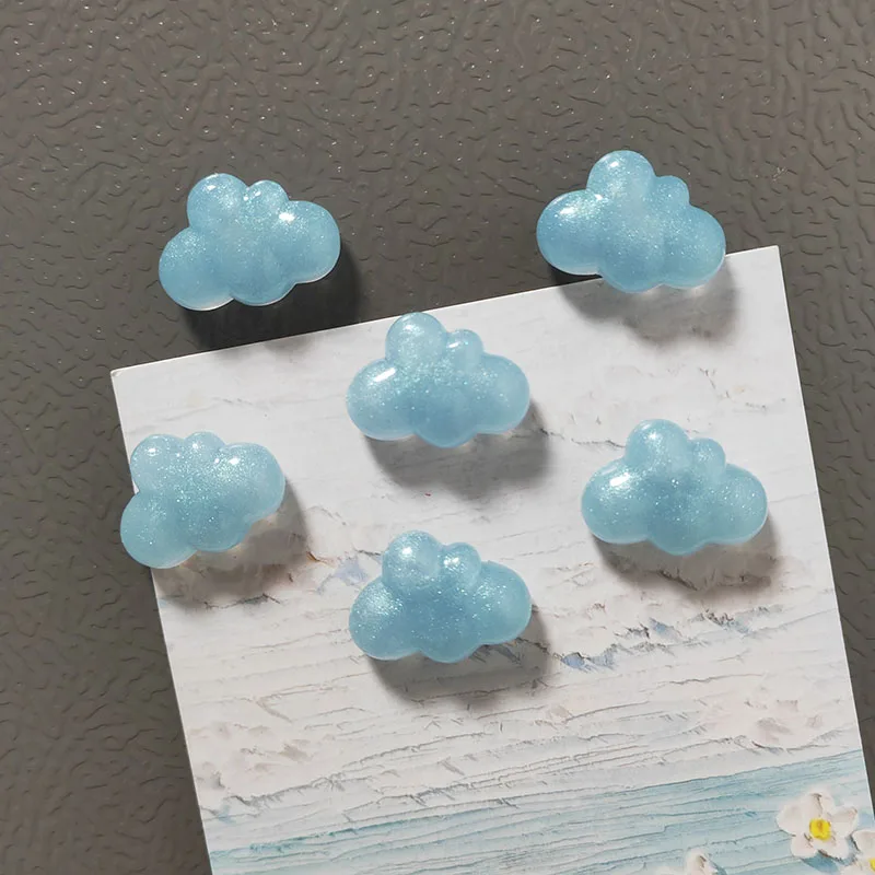 6-teiliges Glitzer-Wolken-Design Kühlschrankmagnete in Weiß / Blau für Küche, Kühlschrank, Heim-DIY-Dekoration – Detail 5