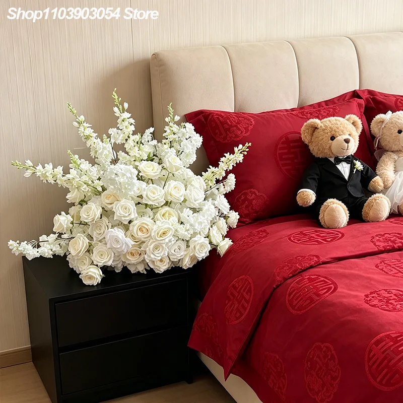 Weiße Künstliche Rittersporn-Rose Luxuriöse Hochzeitsblumen-Dekoration Große Blumenkugel Hochzeitsdekoration Wegführungs-Requisiten – Detail 6