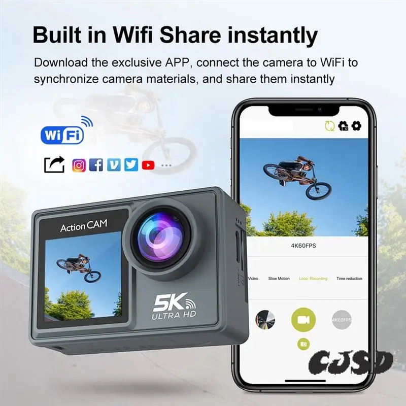 

CJSD-Remote Control Electronic Image Stabilization Camera 5K 30FPS With Wifi For Outdoor Diving Sports