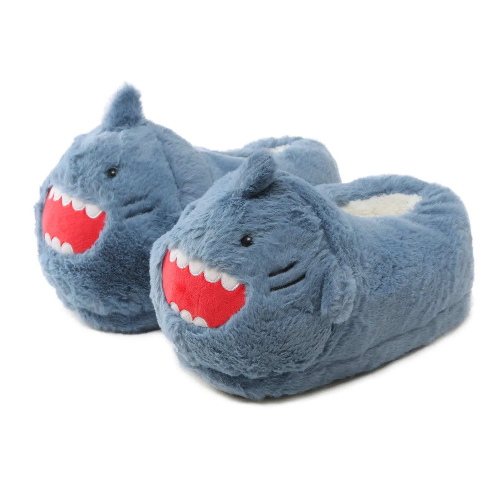 Women Shoes Flat Warm Cotton Slippers Home Shark Cartoon Cute Warm Plush Slippers Kawaii Slippers Non Slippers Plush House  Slip