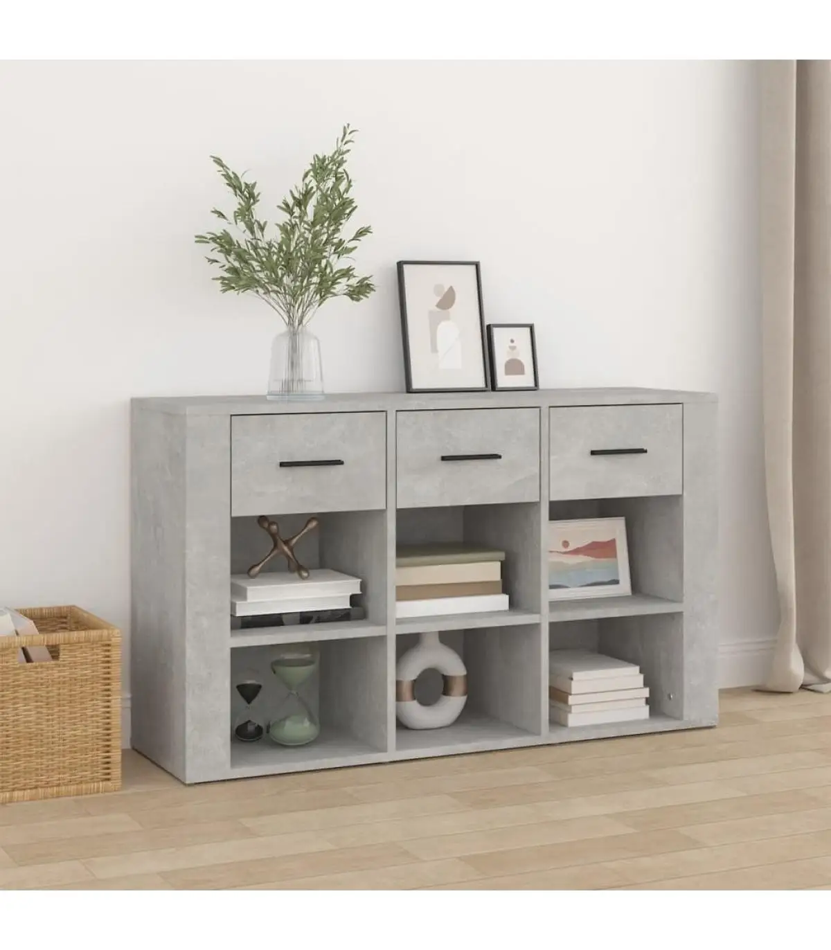 100x30x59,5 cm concrete gray plywood sideboard