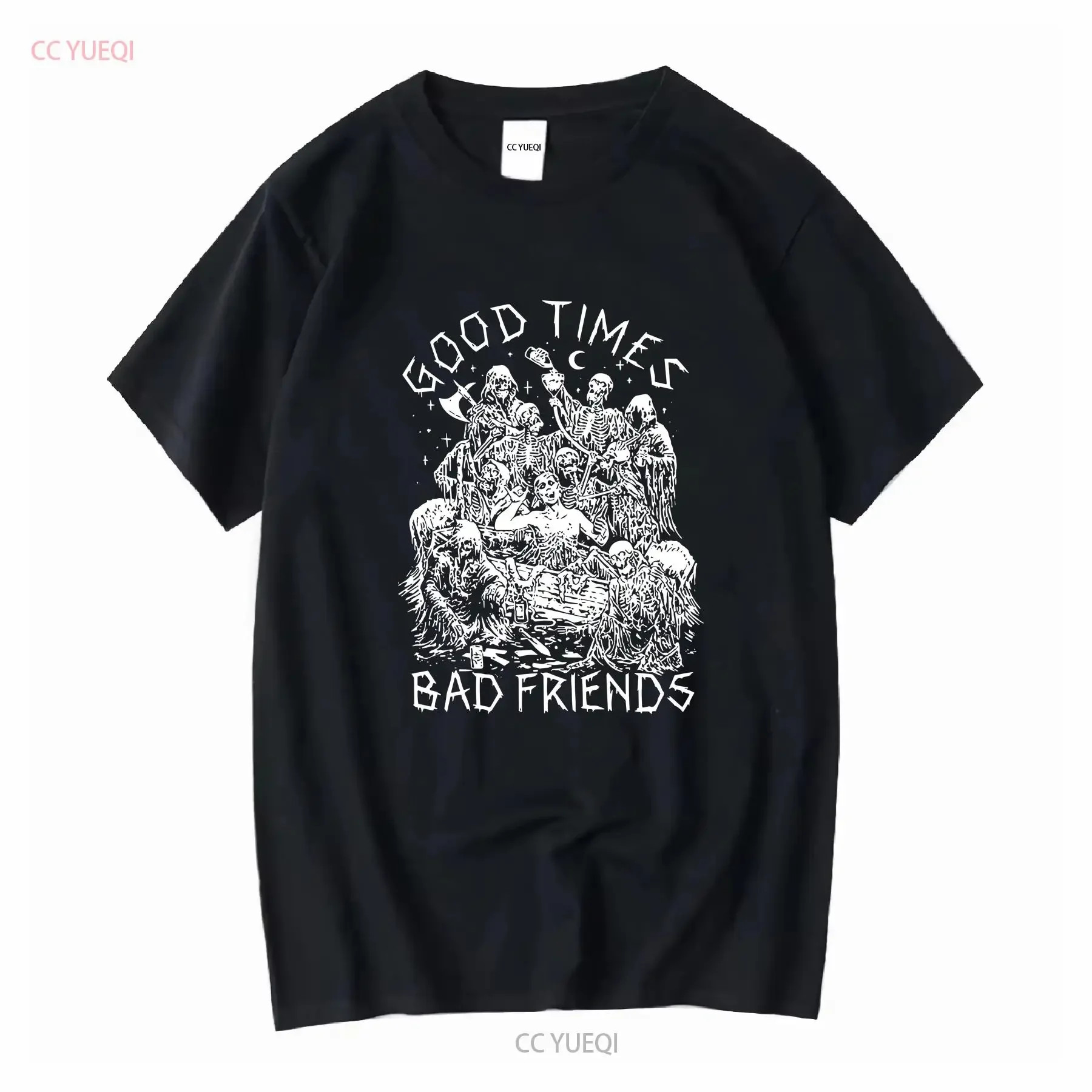 Lurking Class x Sketchy Tank camiseta para hombre pequeño negro Good Times Bad Friends FLAW manga larga vintage lavado