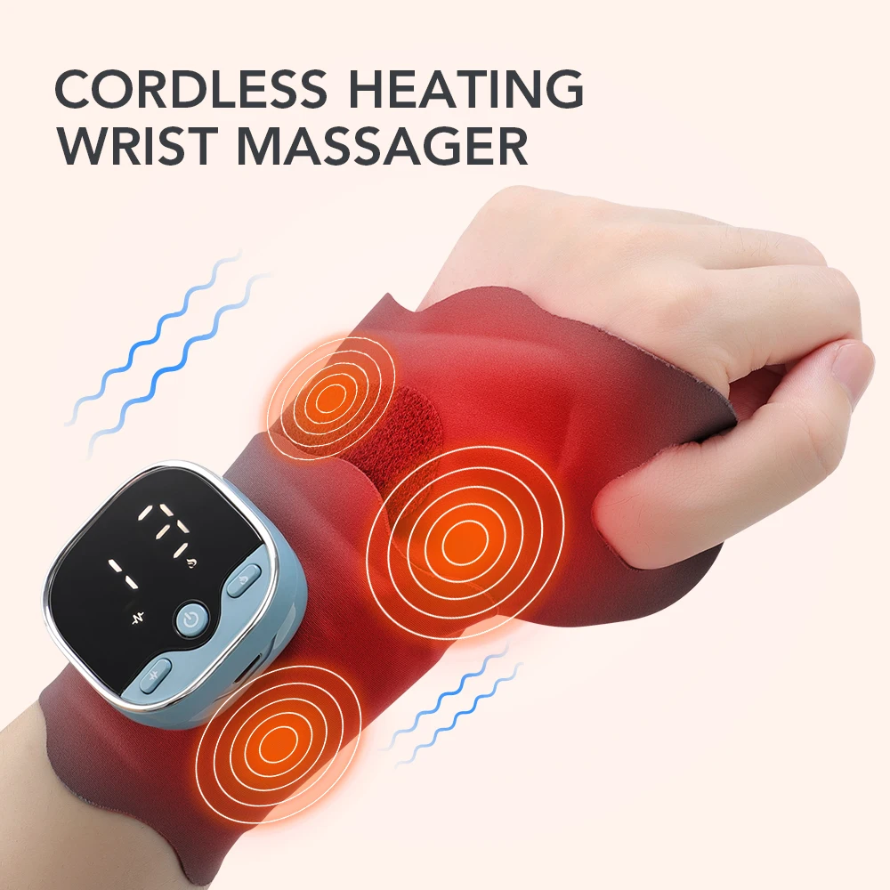 Electric Heating Wrist Massager Belt EMS Microcurrent Wristband Support Brace Hand Massager For Carpal Tunnel Muscle Strains