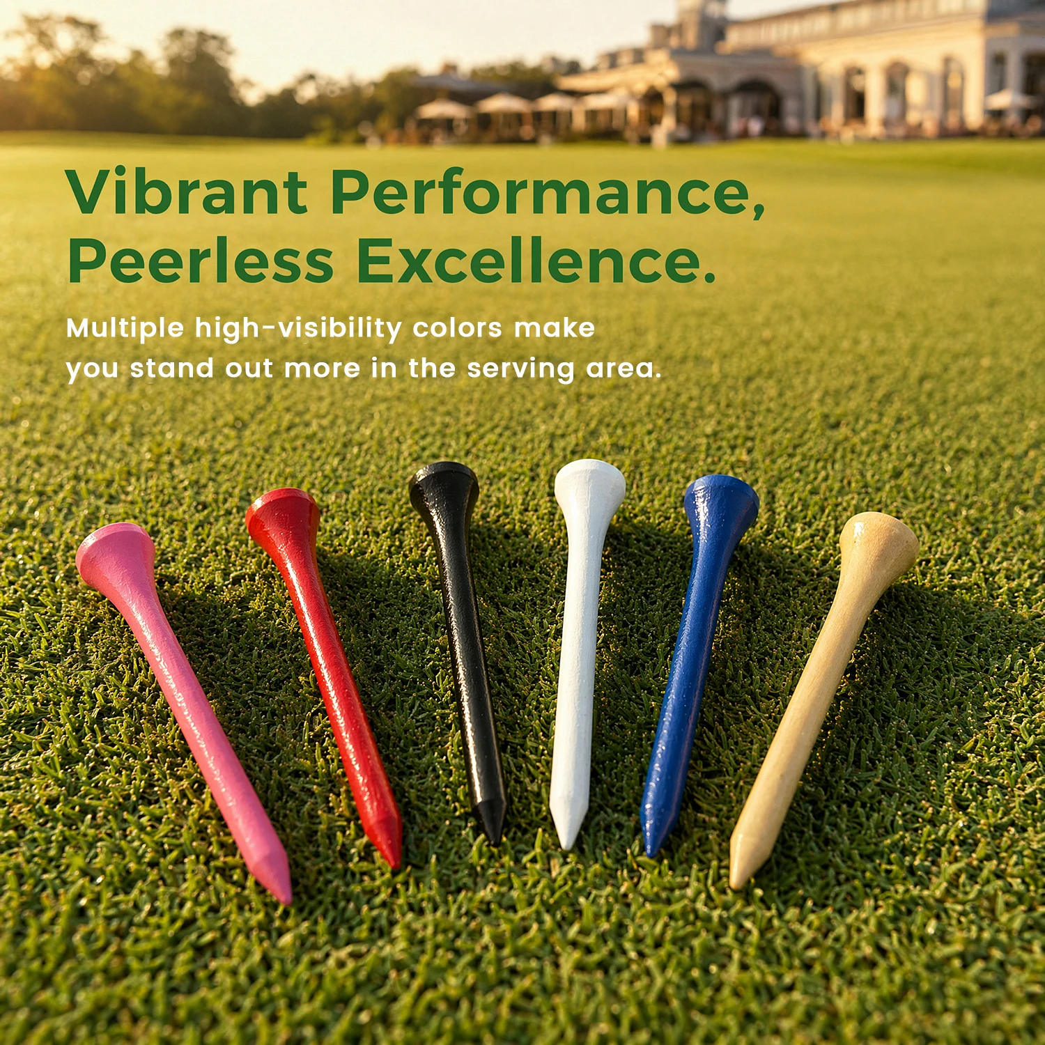 Golf Tees Professional Natural Wood Golf Tees Pack of 100, Golfing Tees Multiple Colors Size 3-1/4
