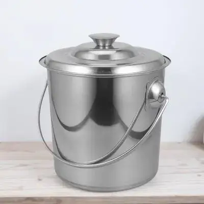 

Stainless Steel Bucket Multipurpose Storage Container with Lid Large Capacity Carry Handle Water Rice Kitchen Storage